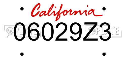 06029Z3 California License Plate