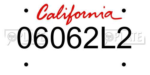 06062L2 California License Plate