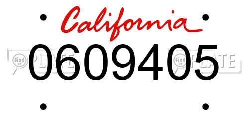 0609405 California License Plate