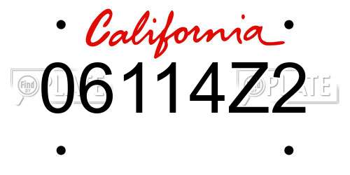 06114Z2 California License Plate