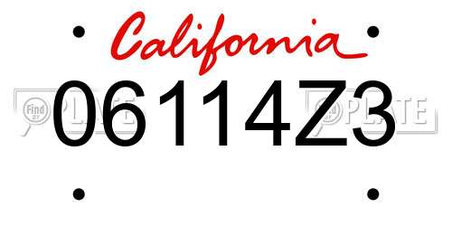 06114Z3 California License Plate