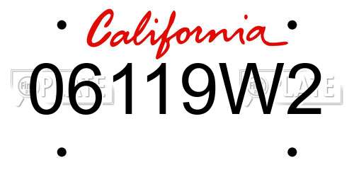 06119W2 California License Plate