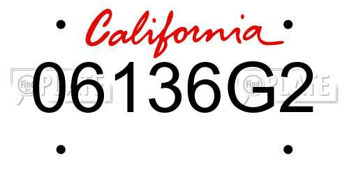 06136G2 California License Plate