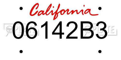06142B3 California License Plate