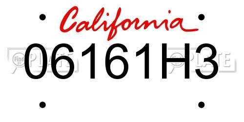06161H3 California License Plate