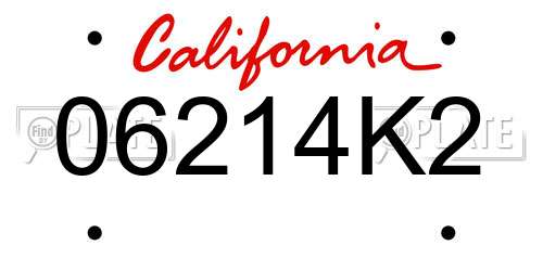06214K2 California License Plate
