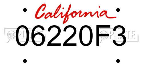 06220F3 California License Plate
