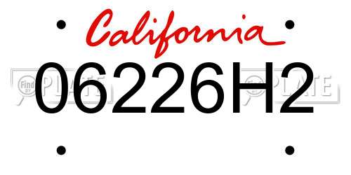 06226H2 California License Plate