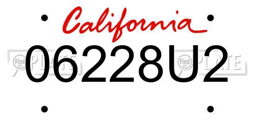 06228U2 California License Plate
