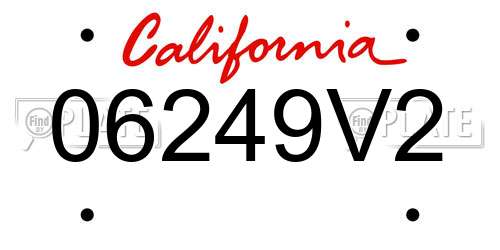 06249V2 California License Plate