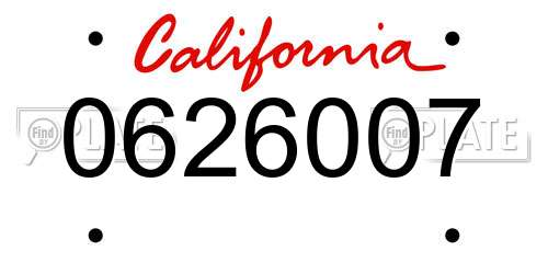 0626007 California License Plate