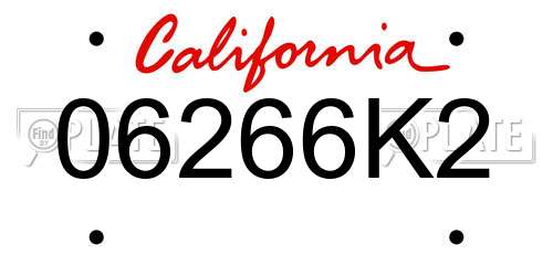 06266K2 California License Plate