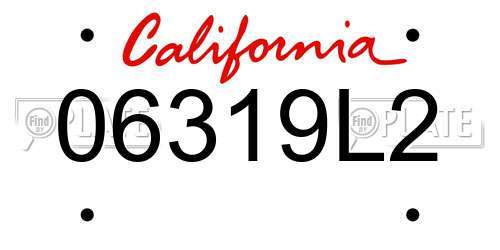06319L2 California License Plate
