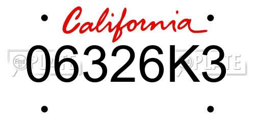 06326K3 California License Plate