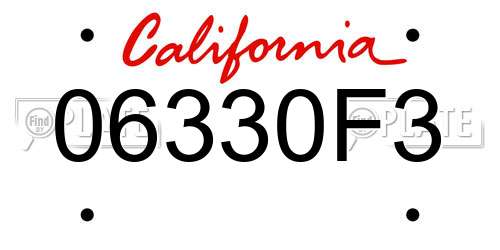 06330F3 California License Plate