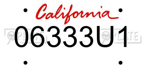 06333U1 California License Plate