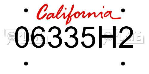 06335H2 California License Plate