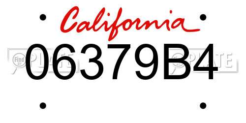 06379B4 California License Plate