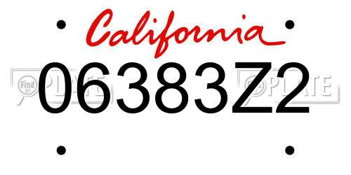 06383Z2 California License Plate