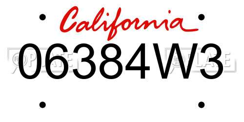 06384W3 California License Plate
