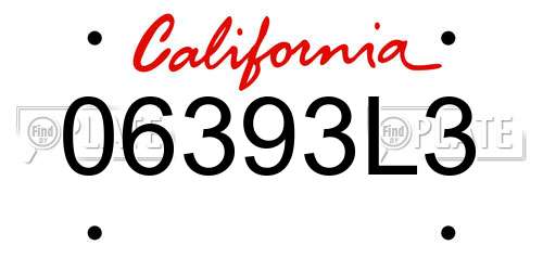 06393L3 California License Plate