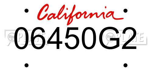 06450G2 California License Plate
