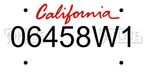06458W1 California License Plate