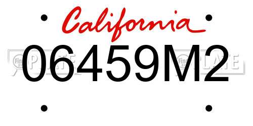 06459M2 California License Plate