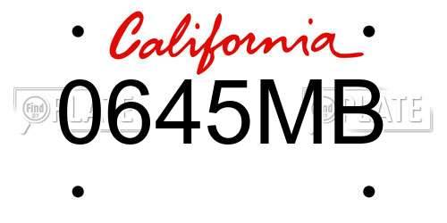 0645MB California License Plate