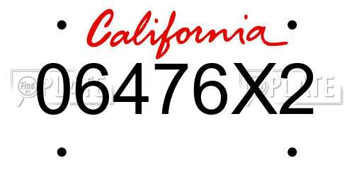 06476X2 California License Plate