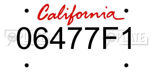 06477F1 California License Plate