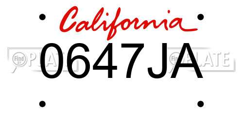 0647JA California License Plate