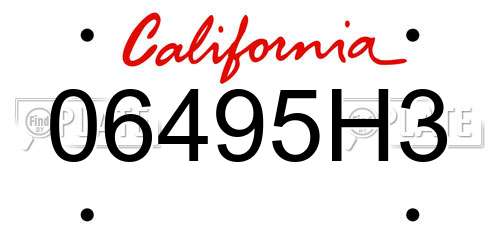 06495H3 California License Plate