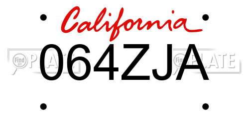 064ZJA California License Plate