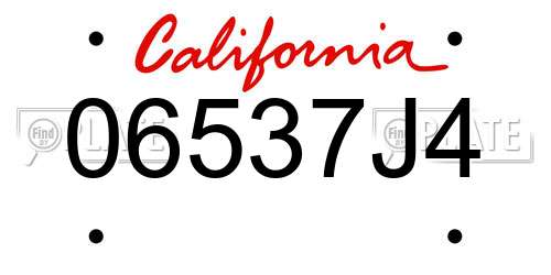 06537J4 California License Plate