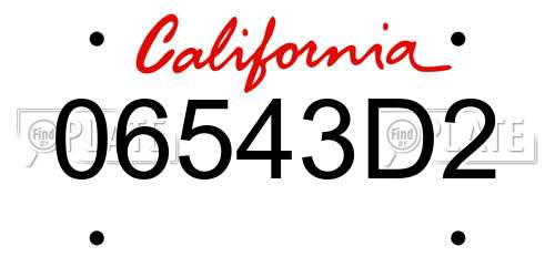 06543D2 California License Plate
