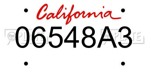 06548A3 California License Plate