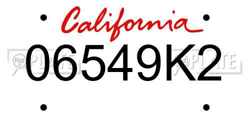 06549K2 California License Plate