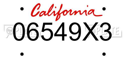 06549X3 California License Plate