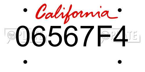 06567F4 California License Plate