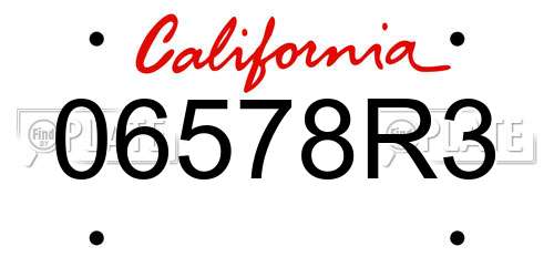 06578R3 California License Plate