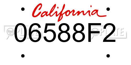 06588F2 California License Plate