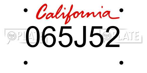 065J52 California License Plate