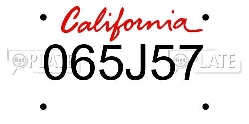 065J57 California License Plate
