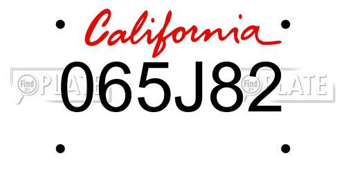 065J82 California License Plate