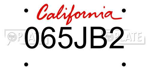 065JB2 California License Plate