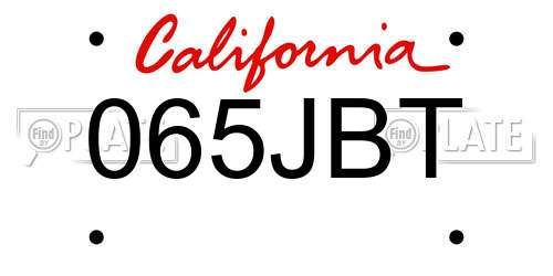 065JBT California License Plate