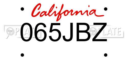065JBZ California License Plate