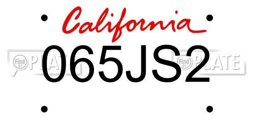 065JS2 California License Plate