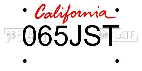 065JST California License Plate